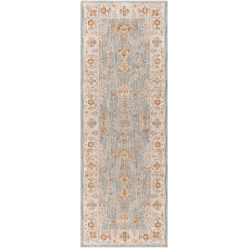 Artistic Weavers Krea Traditional Area Rug - 2'7" x 7'3" Runner - Denim/Orange