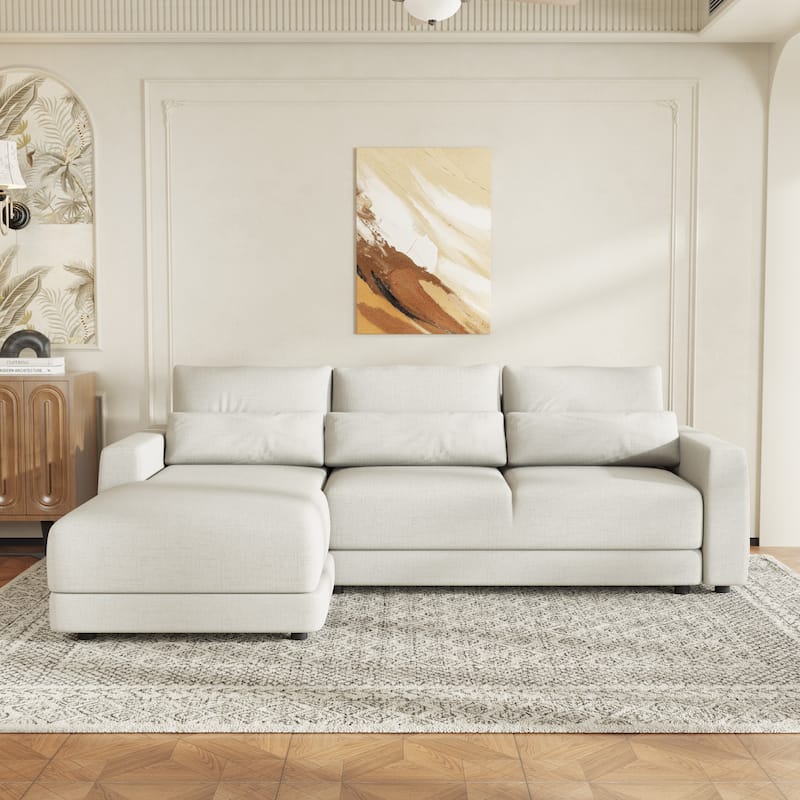 3 Seat Modular Sofa L-shaped Sectional Sofa, Deep Seat Couches with Removable Back Cushions and 3 Pillows for Living room