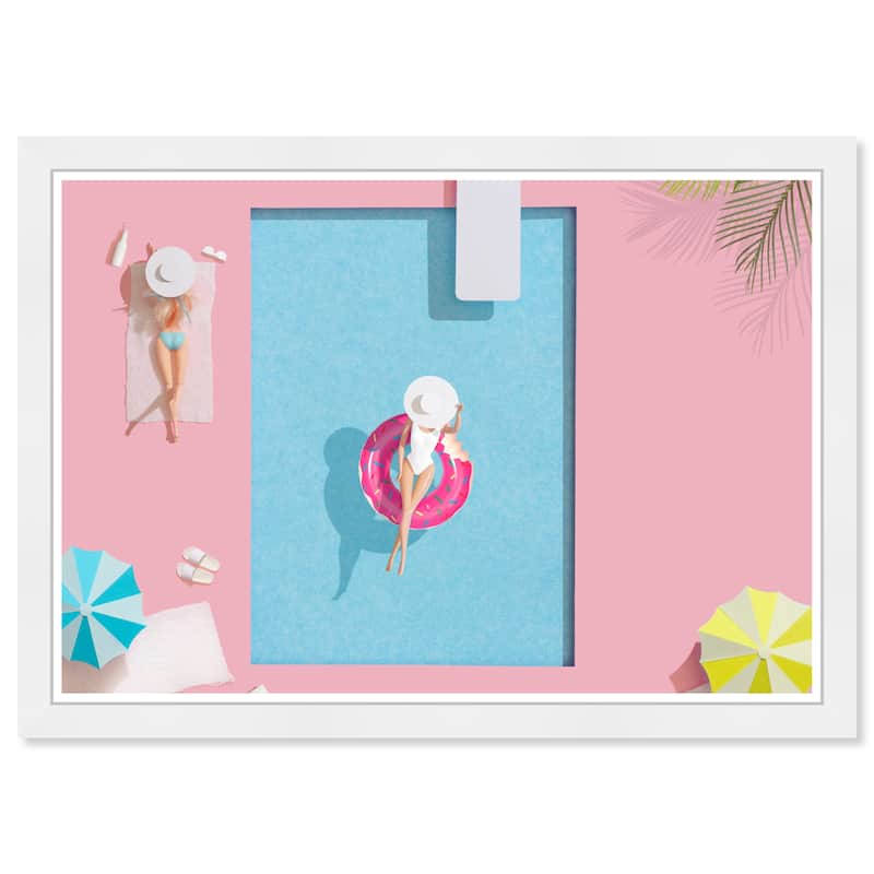 Wynwood Studio Prints Fashion and Glam Barbies at the Pool Pink and Pastel Pink Glam Wall Art Canvas Print