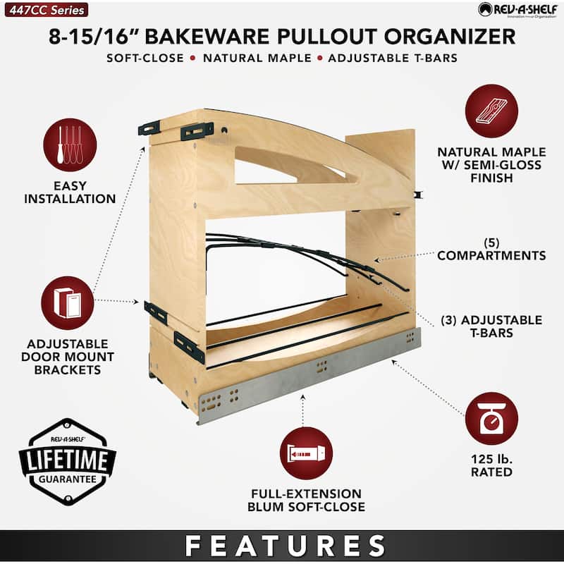 Rev-A-Shelf 447CC-BCSC-8 Craftsman 8-15/16" Wide Designer Solid Maple