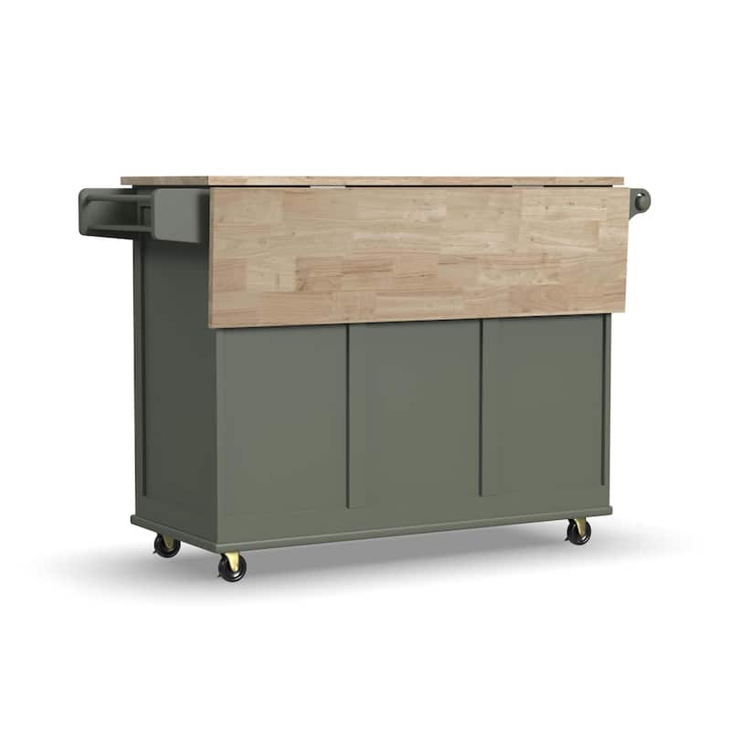 Dolly Madison Green Wood Kitchen Cart - 54" x 36" x 29"