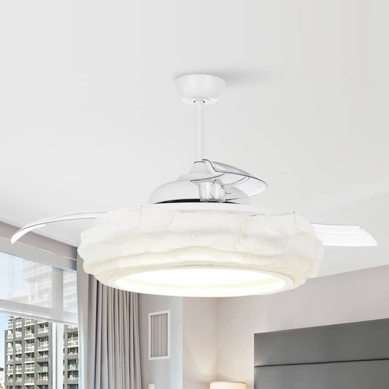 52" Coastal White Metal Fandelier Smart Ceiling Fans with Lights and Remote, App Control, Voice Control