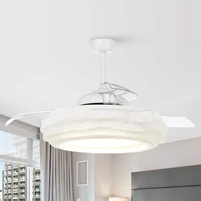 52" Coastal White Metal Fandelier Smart Ceiling Fans with Lights and Remote, App Control, Voice Control
