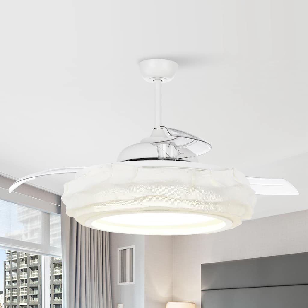 52" Coastal White Metal Fandelier Smart Ceiling Fans with Lights and Remote, App Control, Voice Control