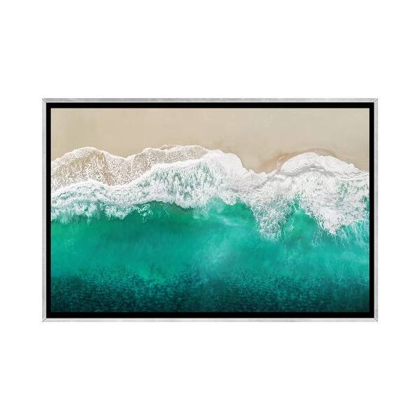 slide 2 of 15, iCanvas "Teal Ocean Waves From Above I" by Maggie Olsen Framed Silver - 26x40
