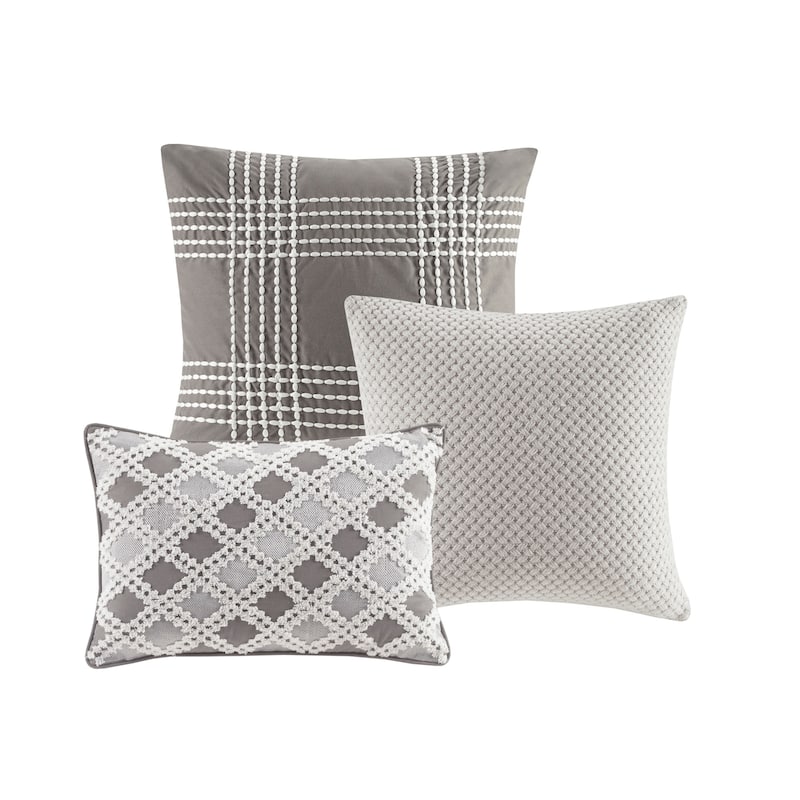 Madison Park Signature Essence Oversized Cotton Clipped Jacquard Comforter Set with Euro Shams and Throw Pillows