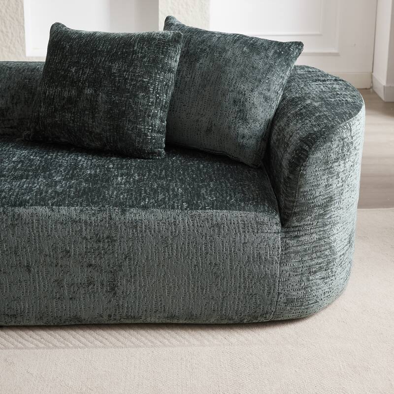 Modern Chenille Sectional Sofa with Deep Seating and 4 Throw Pillows for Living Room and Guest Room, No Assembly