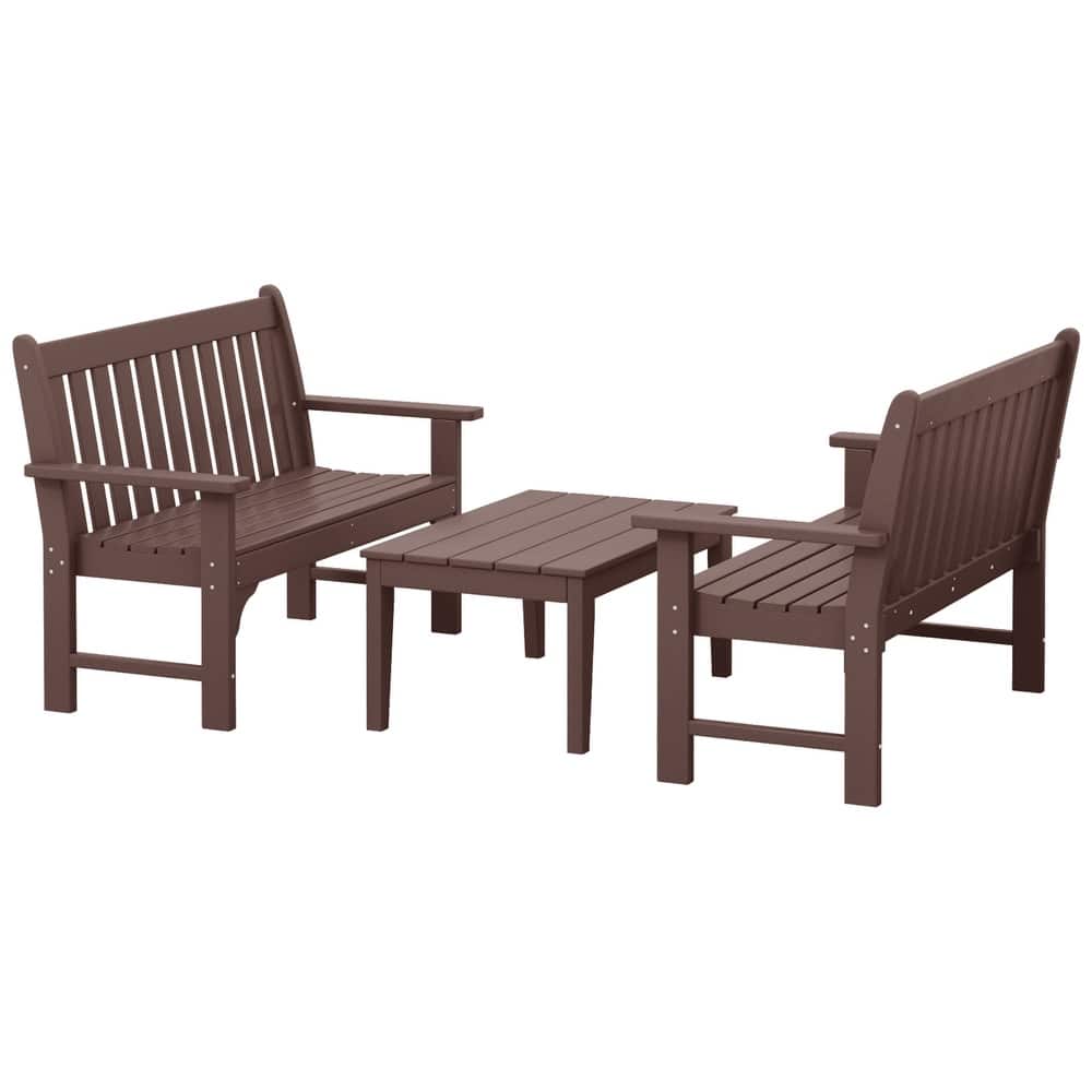 Laguna 3-Piece Outdoor Patio Bench Set With Coffee Table