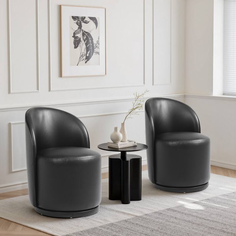 UIXE 2 Set Modern Upholstered Swivel Armless Side Dining Chairs