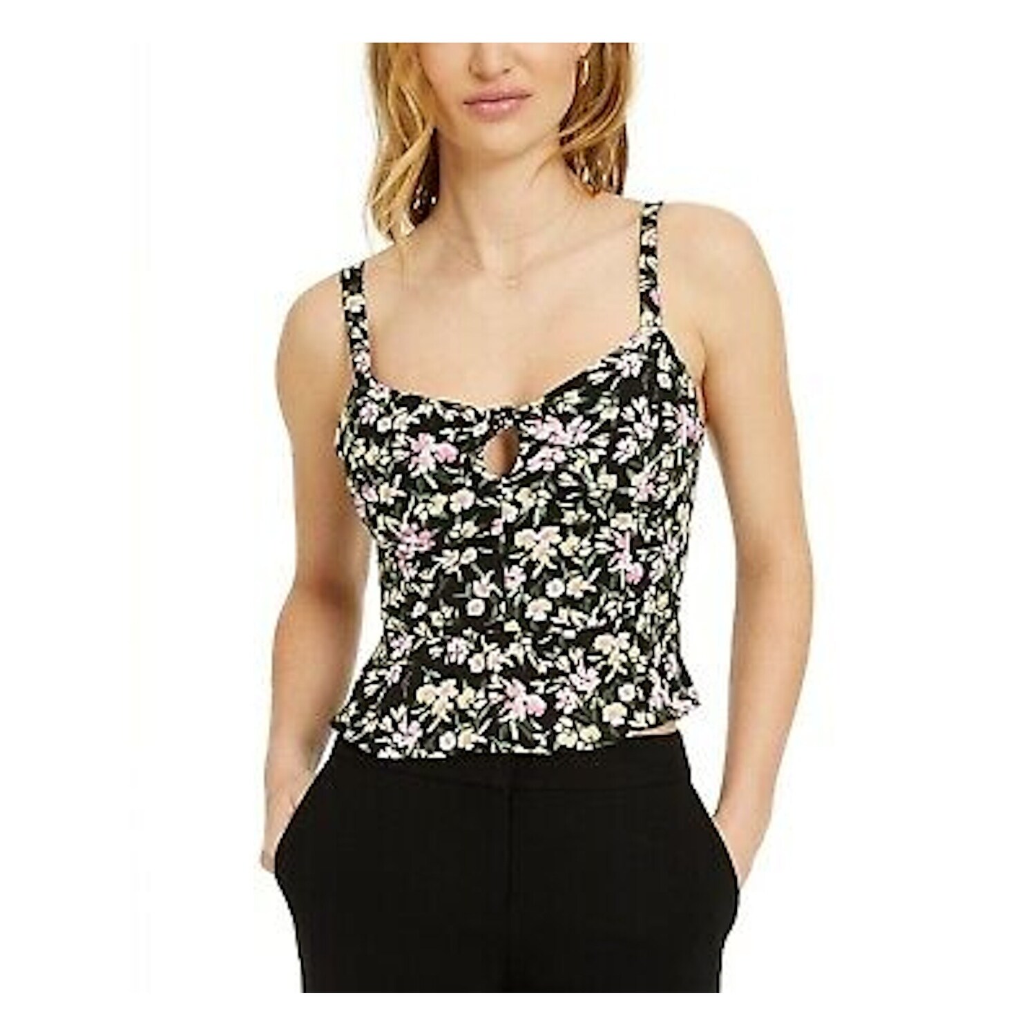 white square neck spaghetti strap top