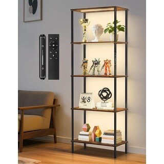 Smartwater Led Bookcase Rack 5 Tier LED Bookshelf with Dimmable Lighting, Touch & Remote Control ...