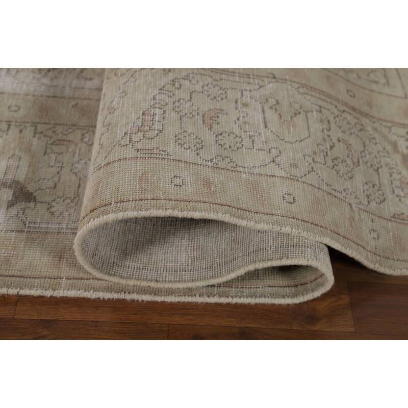 Distressed Tabriz Vintage Persian Rug Bedroom Hand-Knotted Wool Carpet - 9'10" x 12'10"