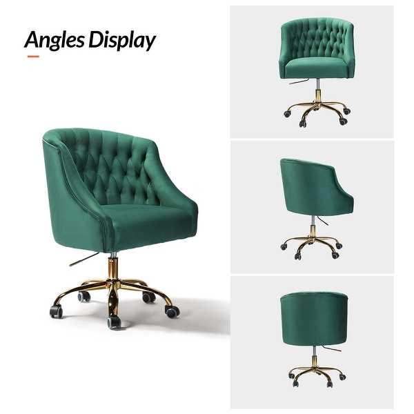 Modern Velvet Tufted Office Chair with Gold Metal Base by HULALA HOME On Sale Bed Bath Beyond 32111389