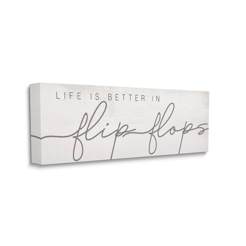 Stupell Life's Better in Flip Flops Nautical Beach Phrase Canvas Wall Art - Grey - 20 x 48