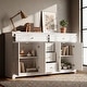 preview thumbnail 3 of 33, 59.1''Sideboard Buffet White Mid-Century Modern Contemporary Lacquered Credenza with Drawers and Doors