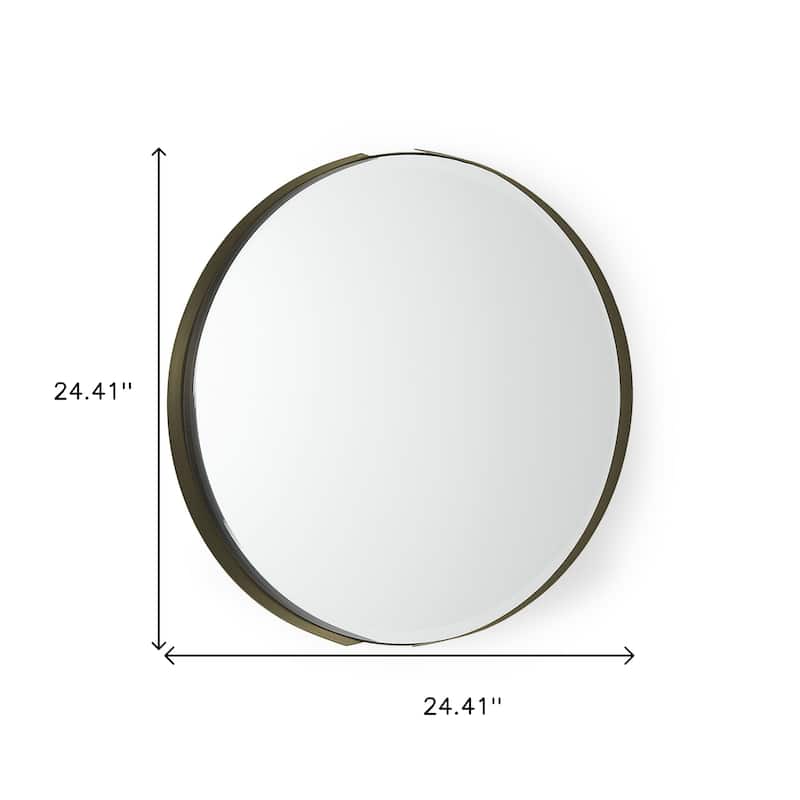 HomeRoots 24" Gold Metal Round Framed Accent Mirror - 24.41 in. x 24.41 in. x 2.36 in.