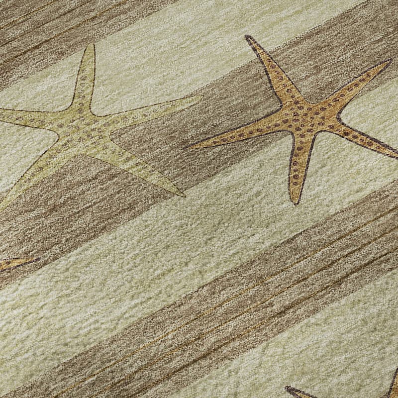 Premium Washable Super Soft Starfish Coastal Stripes Mayfield Rug