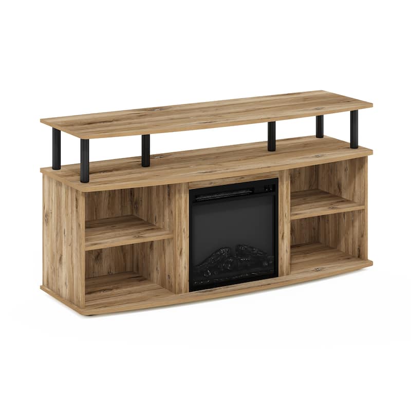 Furinno Jensen Open Shelving Storage Fireplace Entertainment Center for TV up to 55 Inch