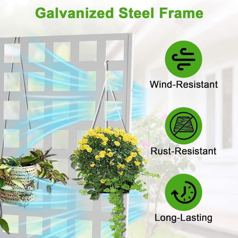 Metal Planter Box with Trellis, Raised Garden Bed with Trellis, Outdoor Garden Box with Privacy Screen & Drainage Holes