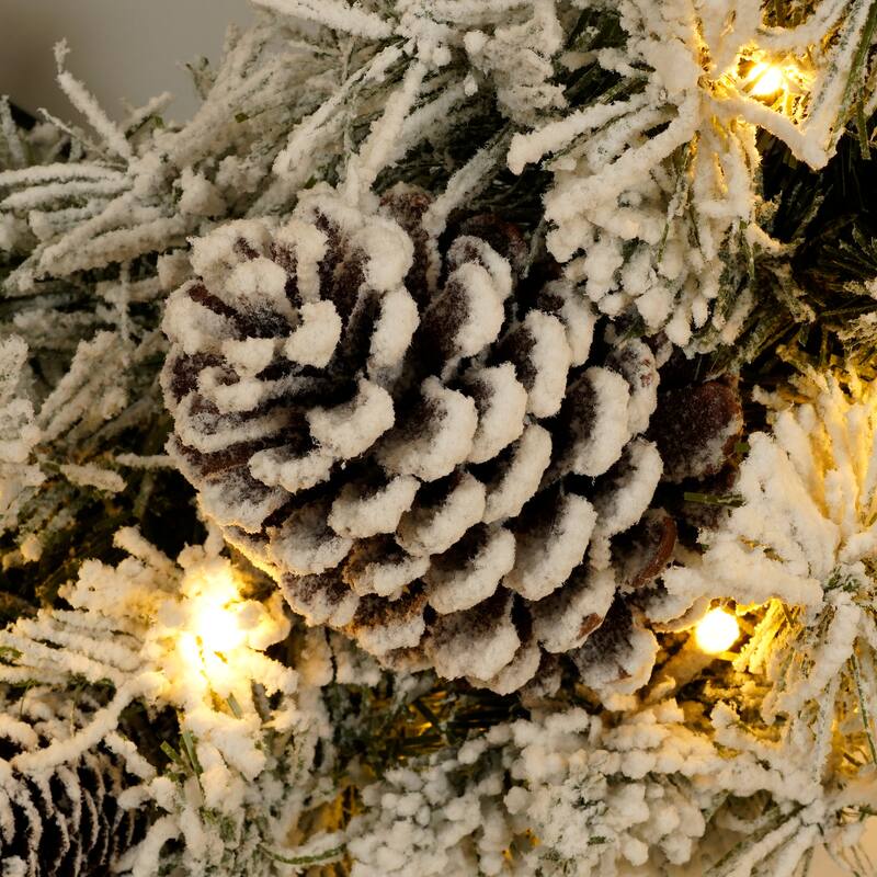 Pre-lit Xmas Tree Artificial Christmas 4-Piece Set,Wreath and Set of 2 Entrance Trees X-mas with LED Lights, Christmas Tree