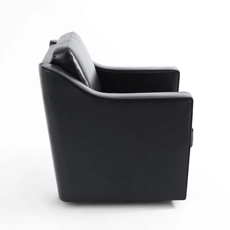 30'' W Vegan Leather/Chenille Swivel Accent Chair with Armrest