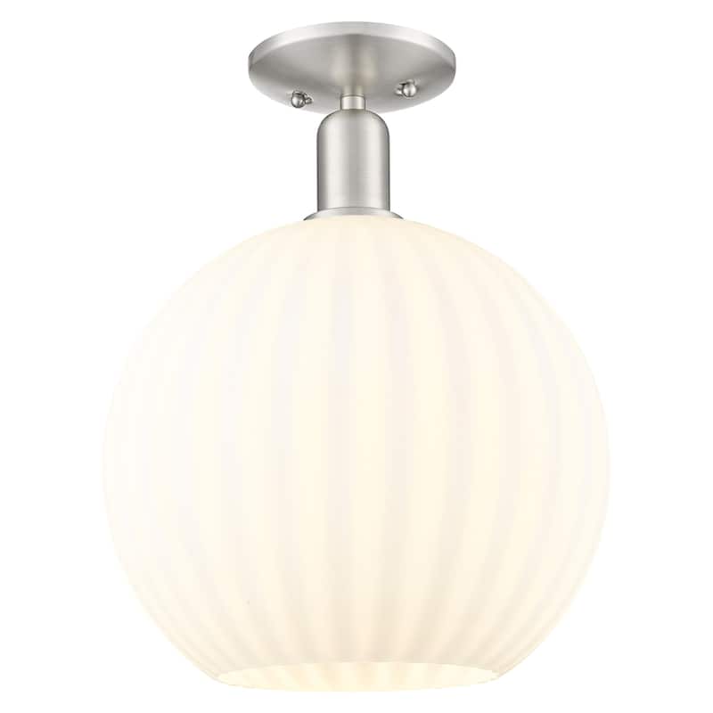 Innovations Lighting 716-1C-15-12 White Venetian Semi-Flush White - Brushed Satin Nickel / White Venetian