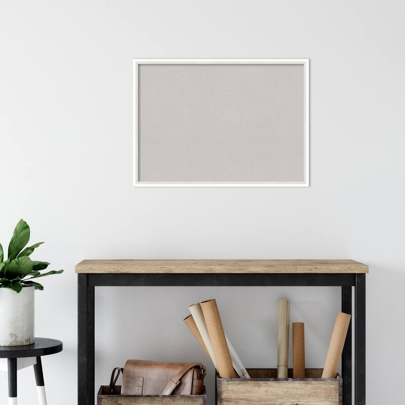 Lucie Wood Framed Grey Corkboard Bulletin Board