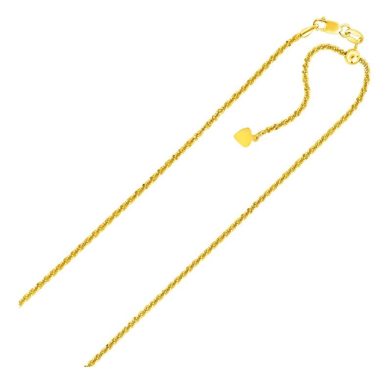 Sterling Silver in Yellow Finish 1.5mm Adjustable Sparkle Chain 22"