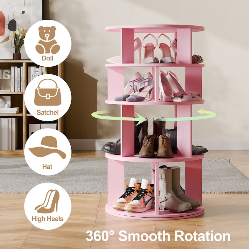 16 Pair Rotating Shoe Rack Tower, Spinning Shoe Storgae Rack - 16 Pair