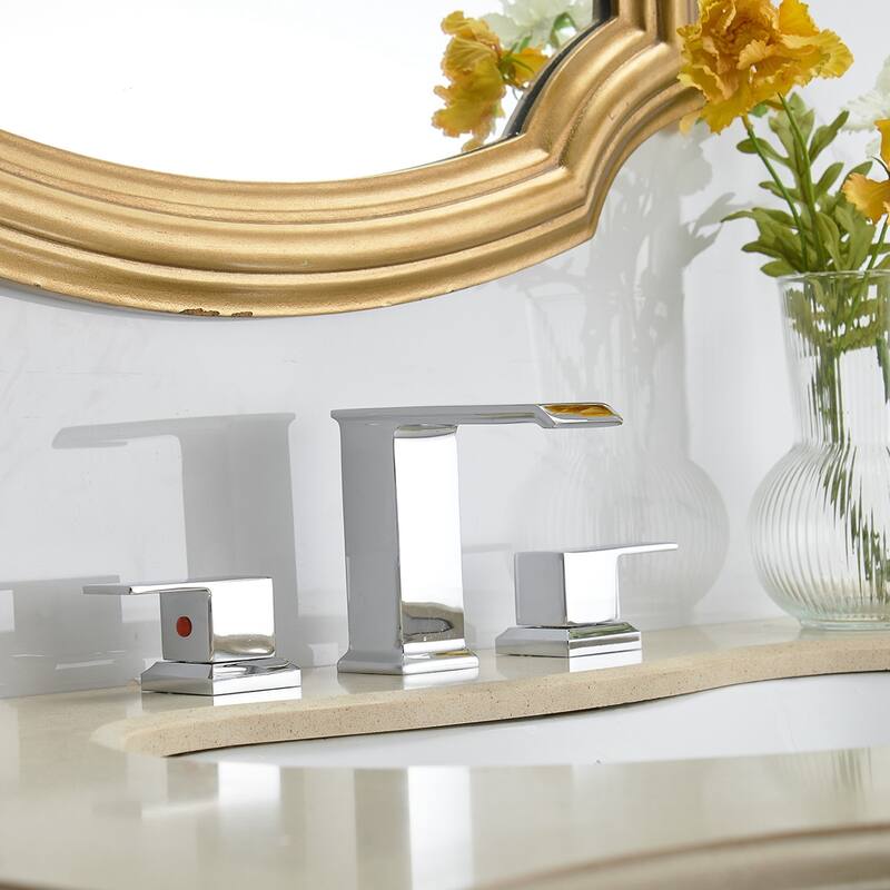 2-Handle Widespread Bathroom Faucet with Pop-up Drain and Supply Hose