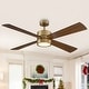 Parrot Uncle 52" Antique Brass Wood 4-Blade Indoor Ceiling Fan with Light and Remote