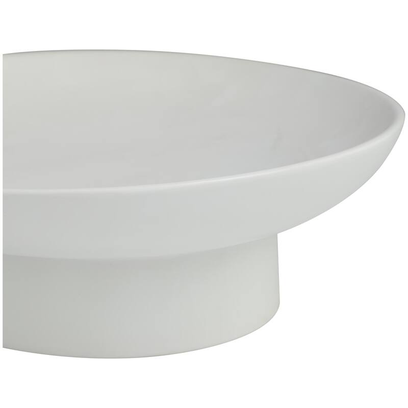 Ceramic Wide Decorative Bowl with Elevated Base - Black or White - Roche River Decor