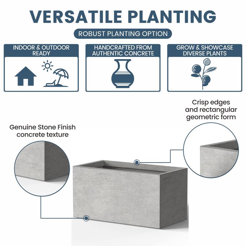 Tall Concrete Rectangle Plant Boxes / Large Indoor and Outdoor Flower Planters