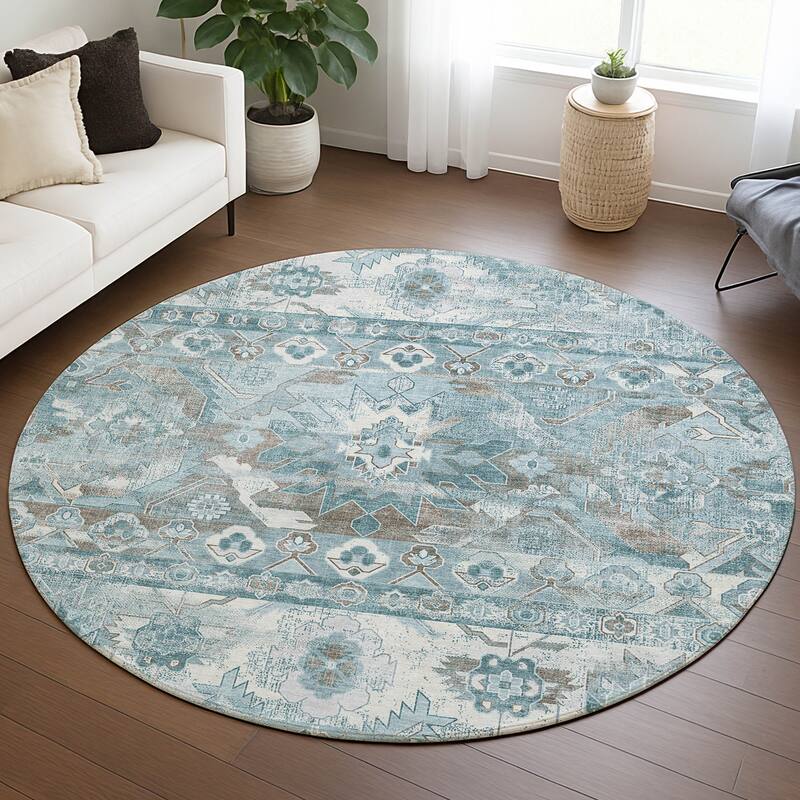 Machine Washable Indoor/ Outdoor Traditional Hudson Chantille Rug