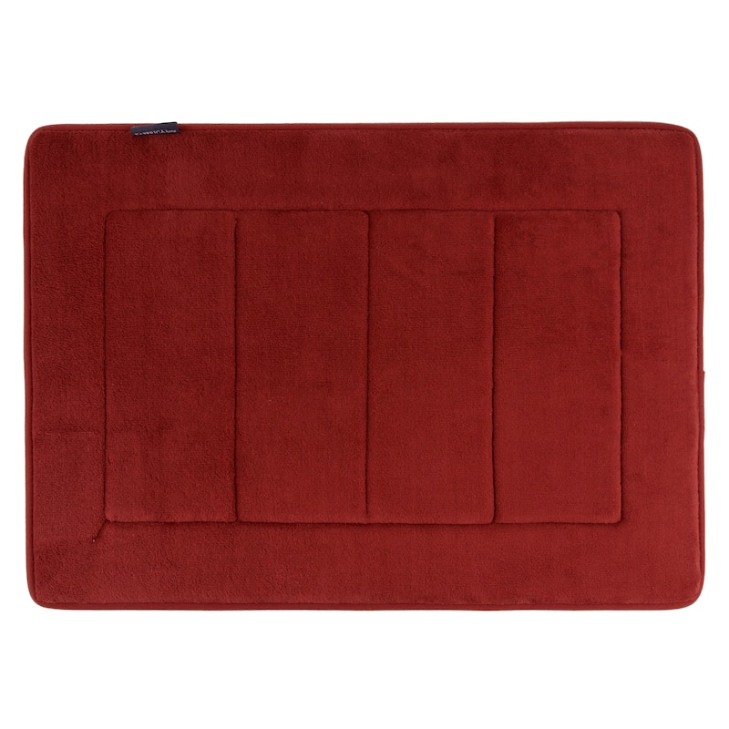 FABBRICA HOME Ultra-Soft Extra-Thick Memory Foam Bath Mat 17 in x 24 in - 17x24 - Red
