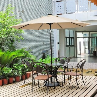 9 Ft Aluminum Solar 16 LED Lights Market Umbrella with Crank Tilt