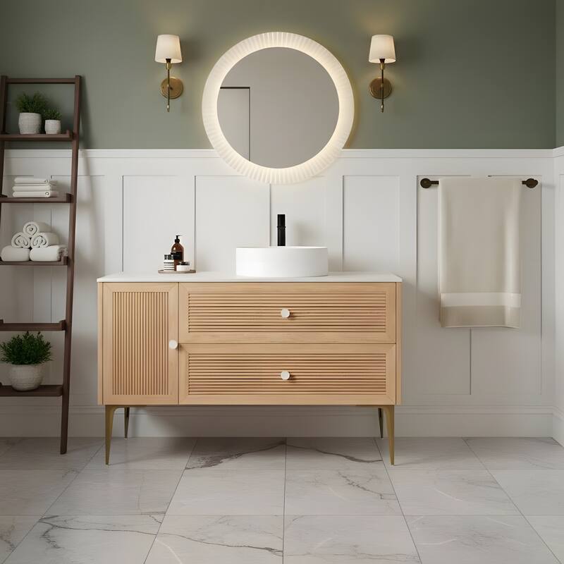 Freestanding Bathroom Vanity with Round Ceramic Basin