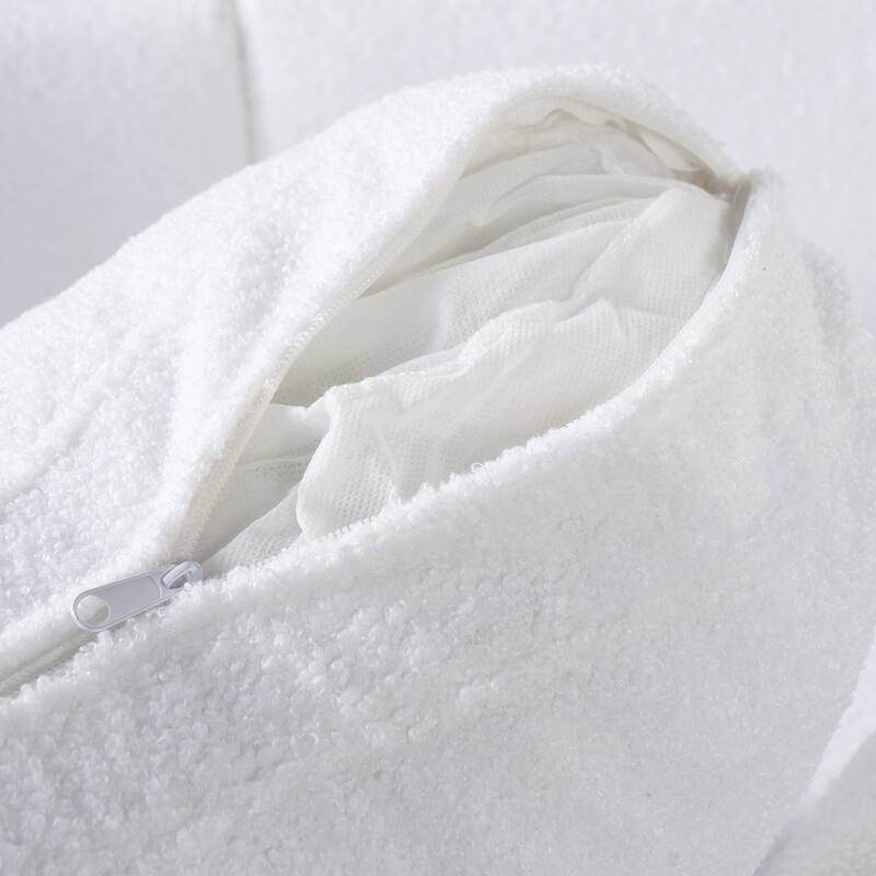 Teddy Velvet Fabric 3 Seater Sofa, Upholstered Sofa with Curved Armrest, Lounge Sofa Chair with Solid Wood Legs