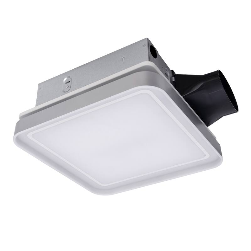 Akicon 100 CFM Bathroom Exhaust Fan with Light, DC Motor - Silver