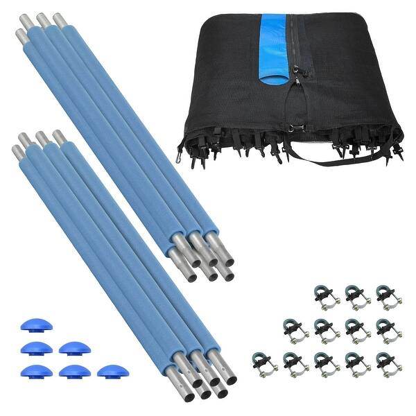 slide 2 of 6, Machrus Upper Bounce Trampoline Top Ring Enclosure Set including Net, 6 Poles, Caps & Foam Sleeves - Fits 14ft Round Trampoline