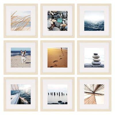 9 Piece Gallery Wall 8" x 8" Frame Set with Hanging Template