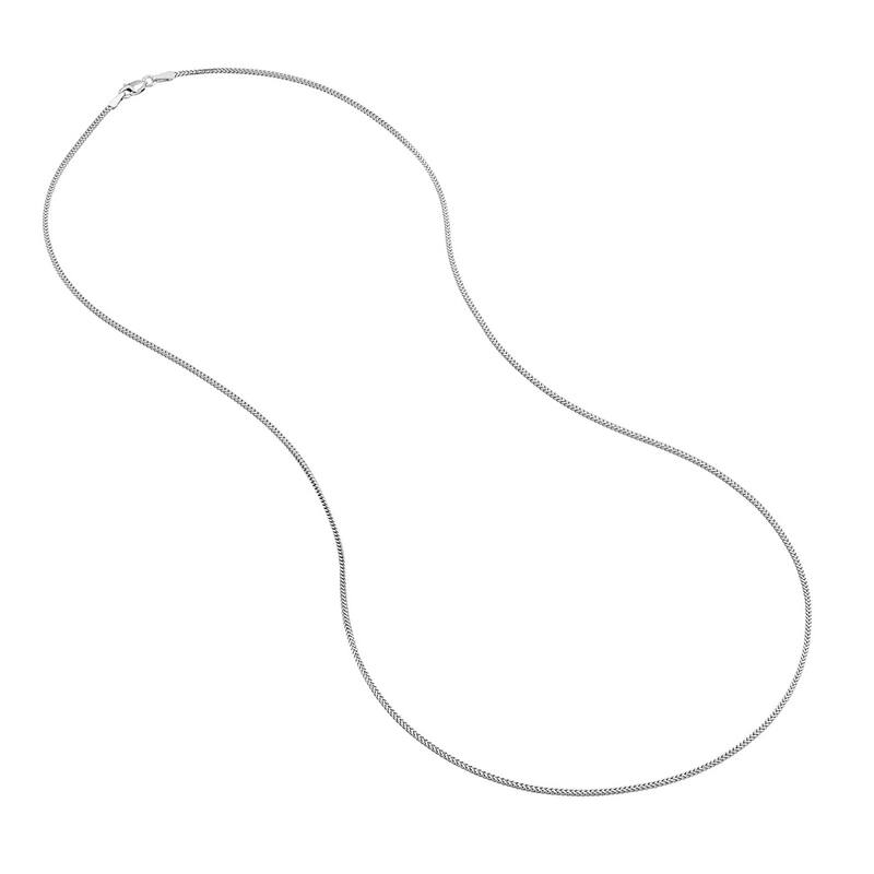 Curata 925 Sterling Silver Rhodium Plated 1.2mm Round Franco Chain Necklace (Lobster)