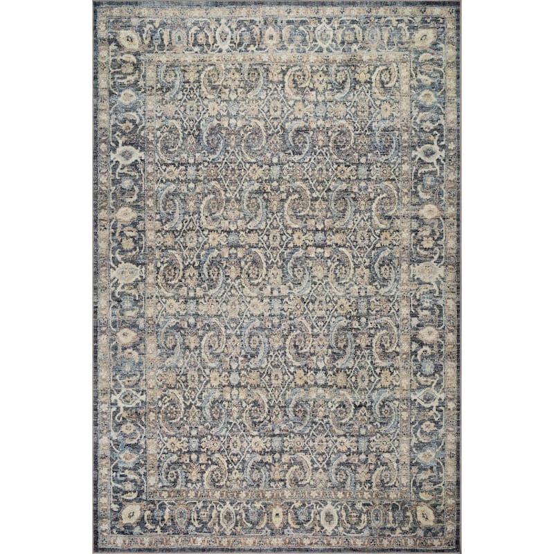Nuloom Elyra Traditional Bordered Washable Area Rug - 6' 7" x 9' - Blue - Rectangle