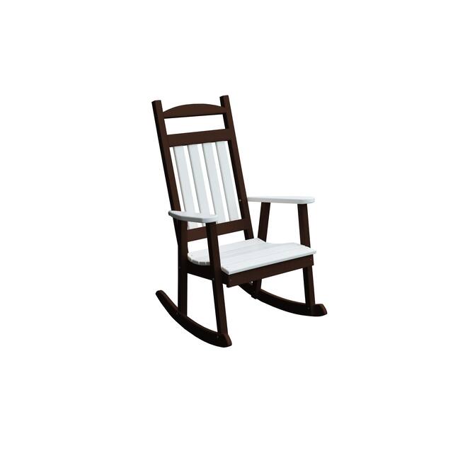 Poly Classic Porch Rocker - Tudor Brown with White Accents