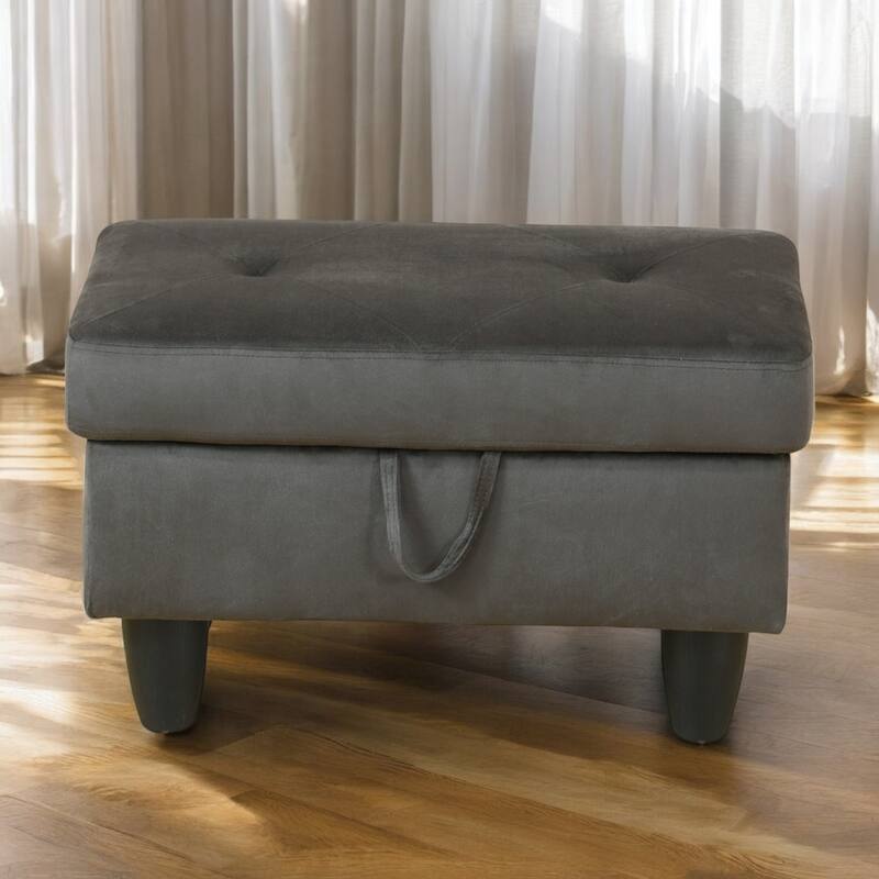 KISRAIS 28.5" Wide Upholstered Storage Ottoman