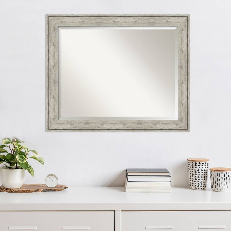 Beveled Wall Mirror - Crackled Metallic Frame - Crackled Metallic