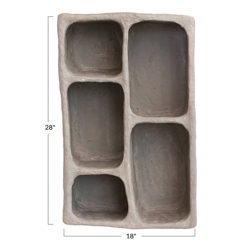 Paper Mache Wall Shelf with 5 Sections - 28.0"L x 18.0"W x 9.0"H