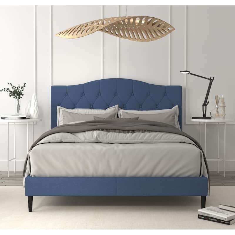 Mason Tufted Upholstered Platform Bed - Denim Blue - Twin