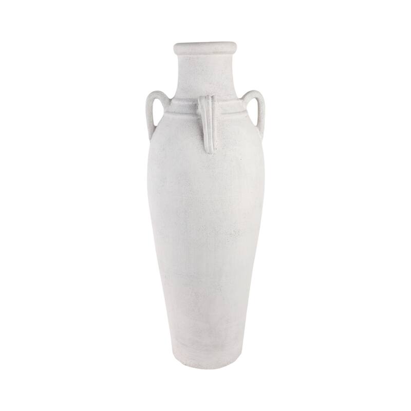 Pottery Terracotta Floor Vase Rustic Dual Handles - 39" Ivory