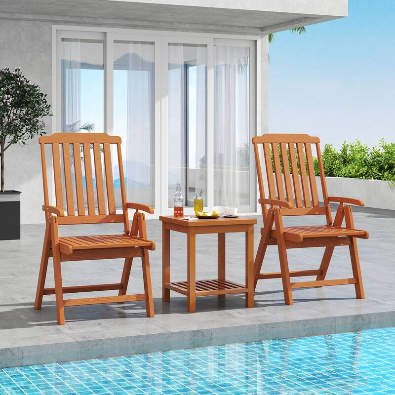 Gymax 4PCS Foldable Patio Chair w/Armrest Curved Back Slatted Seat for